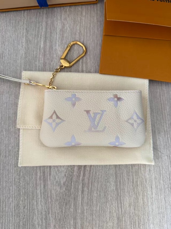 Louis Vuitton Accessories - Louis Vuitton Cream Pastel Monogram Key Pouch with Gold Chain